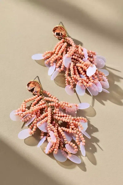 By Anthropologie Colorful Beaded Sequin Fringe Earrings In Multi