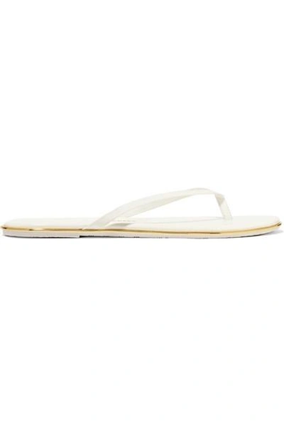 Shop Tkees Foundations Gloss Patent-leather Flip Flops In White