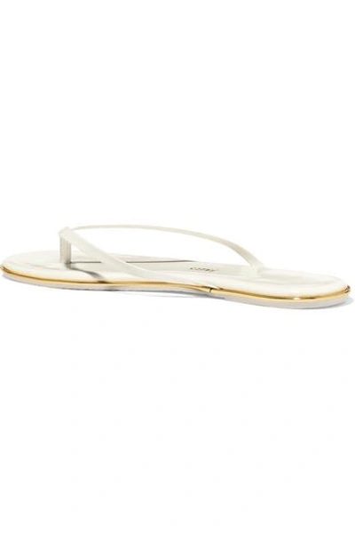 Shop Tkees Foundations Gloss Patent-leather Flip Flops In White