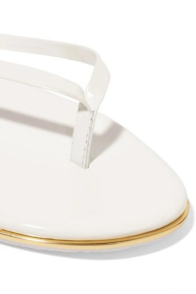 Shop Tkees Foundations Gloss Patent-leather Flip Flops In White