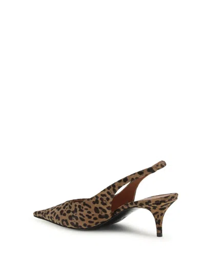 Amina Muaddi Multicolor Calf Leather Bos Taurus Platform Pumps In Animal Print