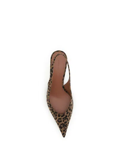 Amina Muaddi Multicolor Calf Leather Bos Taurus Platform Pumps In Animal Print