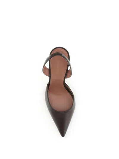 Amina Muaddi Women Holli 95mm Pointed Slingback Pumps In Brown