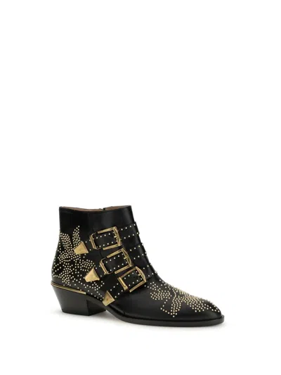 Chloé Women Susan Leather Boots In Black