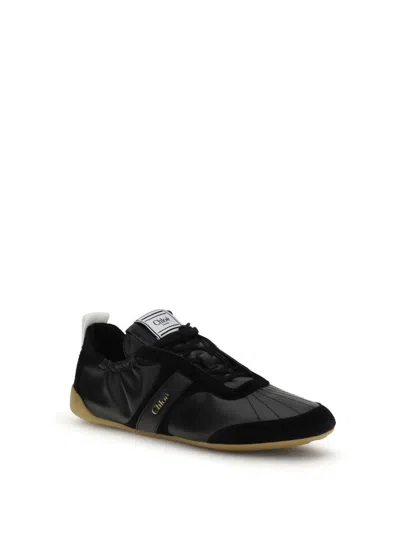 Chloé Chloe Kick Panelled Grained Leather Sneakers In Black