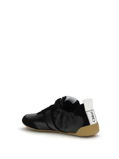 Chloé Chloe Kick Panelled Grained Leather Sneakers In Black