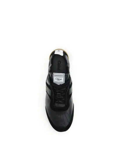 Chloé Chloe Kick Panelled Grained Leather Sneakers In Black