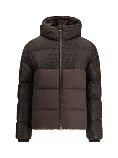 Fendi Women Cotton-blend Down Jacket In Brown