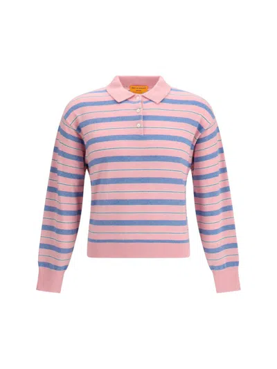Guest In Residence Striped Three-button Polo Shirt In Multi