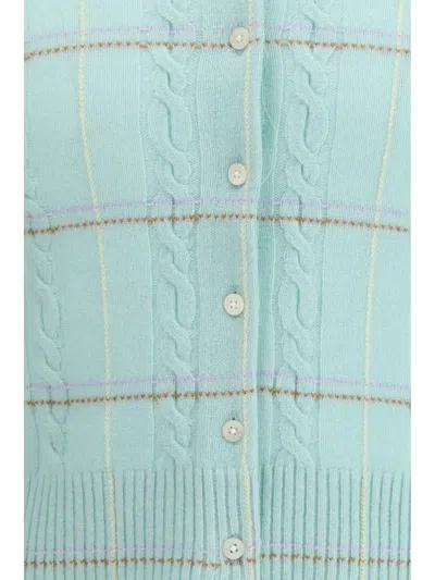 Guest In Residence Jane Check-cable Cardigan In Blue