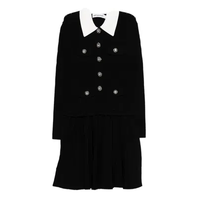 Self-portrait Womens Self Portrait Tailored Long-sleeves Knitted Mini Dress In Black