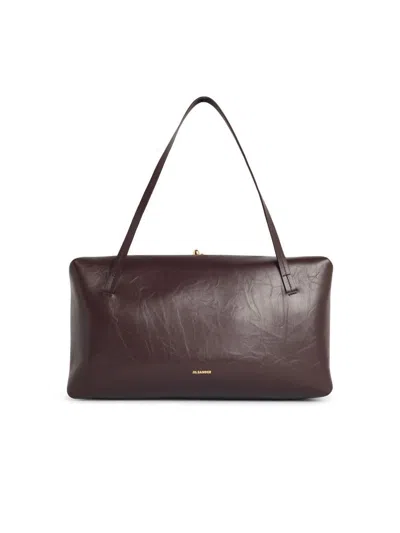 Jil Sander Large 'goji Pillow' Brown Leather Bag In Pattern