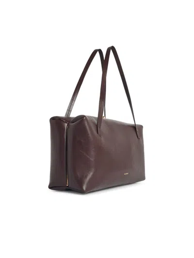 Jil Sander Large 'goji Pillow' Brown Leather Bag In Pattern