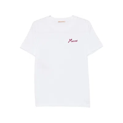 Marni Crew Neck Short Sleeve Top With Simple Design In White