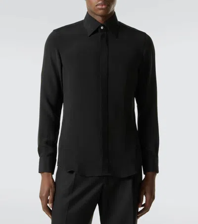 Thom Sweeney Silk Shirt In Black