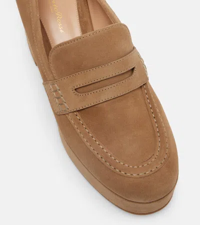 Gianvito Rossi 35 Suede Loafer Pumps In Brown