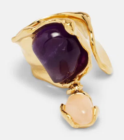 Chloé Flower Soul Embellished Ring In Gold
