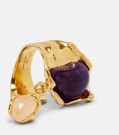 Chloé Flower Soul Embellished Ring In Gold