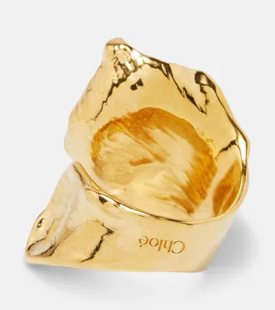 Chloé Flower Soul Embellished Ring In Gold