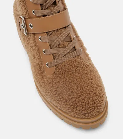 Gianvito Rossi Leather-trimmed Shearling Lace-up Boots In Multi