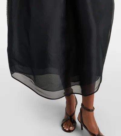 Khaite Colette Silk Tulle Midi Dress In Black