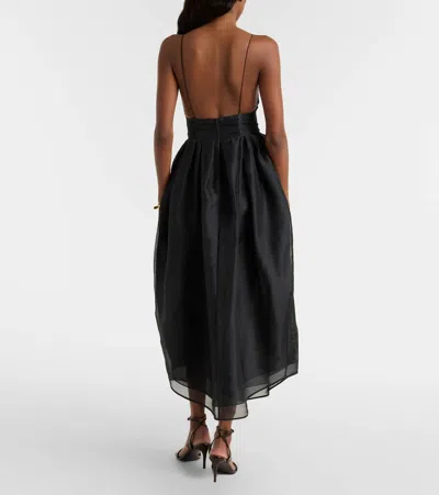 Khaite Colette Silk Tulle Midi Dress In Black