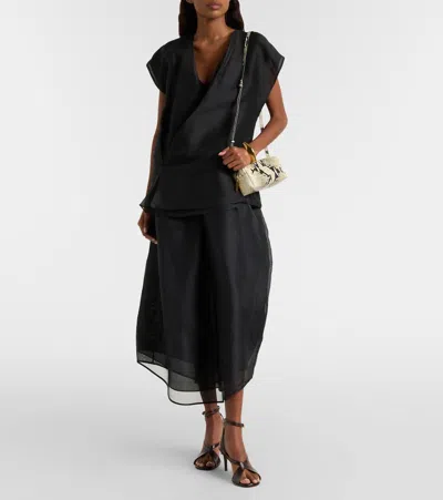 Khaite Colette Silk Tulle Midi Dress In Black