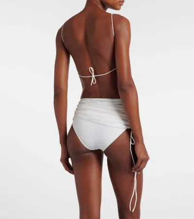 Christopher Esber Ring-detail Ruched Bikini Top In White