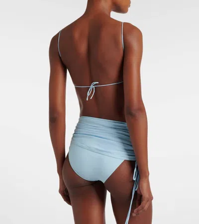 Christopher Esber Orbit Ruched Bikini Bottoms In Blue
