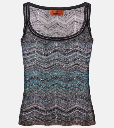 Missoni Zig Zag Lamé Top In Black