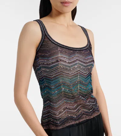 Missoni Zig Zag Lamé Top In Black