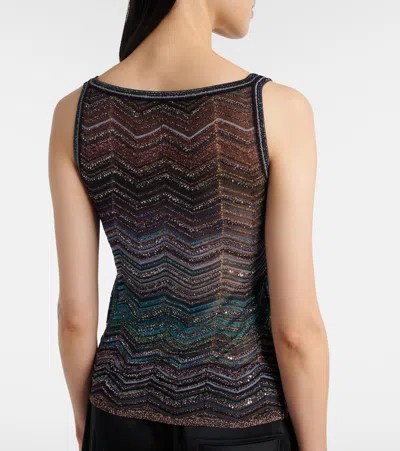 Missoni Zig Zag Lamé Top In Black