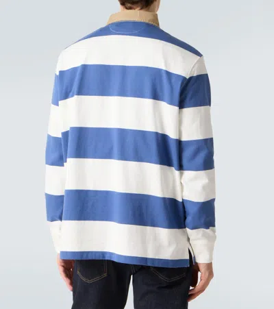 Polo Ralph Lauren Classic Fit Khaki Collar Rugby Shirt In Blue