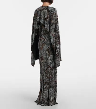 Rabanne Embellished Caped Gown In Multi