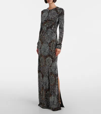 Rabanne Embellished Caped Gown In Multi