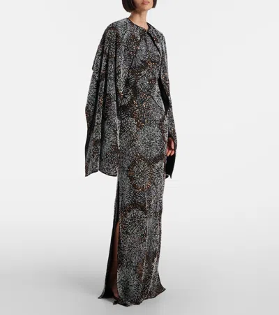 Rabanne Embellished Caped Gown In Multi