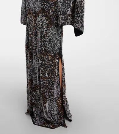 Rabanne Embellished Caped Gown In Multi