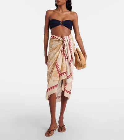 Johanna Ortiz Prismatic Flow Cotton Beach Cover-up In Brown