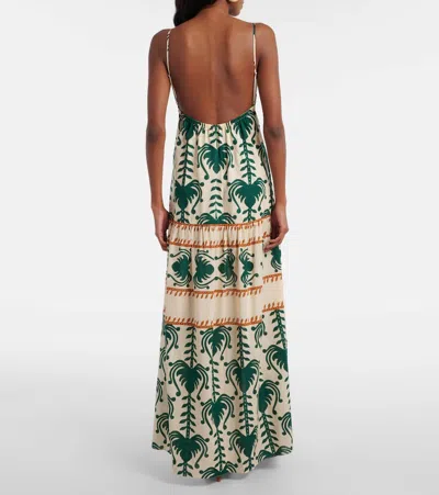 Johanna Ortiz Keeper Cotton Poplin Maxi Dress In Green