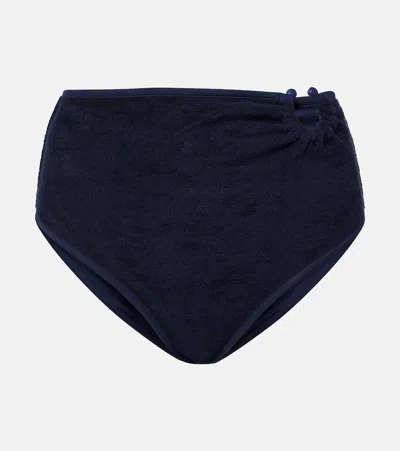 Johanna Ortiz Terry Navy Susurro Del Agua Bikini Bottoms Navy In Blue