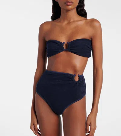Johanna Ortiz Terry Navy Susurro Del Agua Bikini Bottoms Navy In Blue