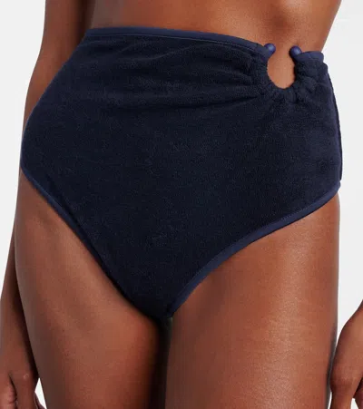 Johanna Ortiz Terry Navy Susurro Del Agua Bikini Bottoms Navy In Blue
