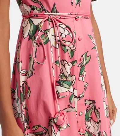 Leo Lin Bianca Floral Cotton Shirt Dress In Pink