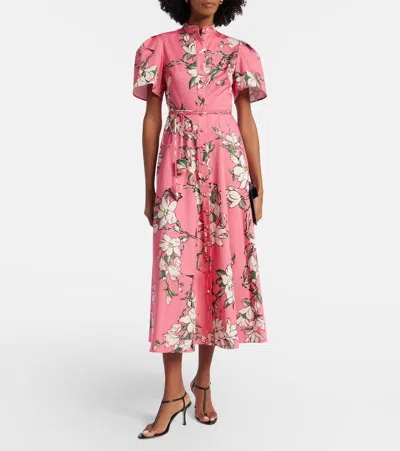Leo Lin Bianca Floral Cotton Shirt Dress In Pink