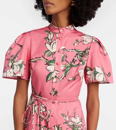 Leo Lin Bianca Floral Cotton Shirt Dress In Pink