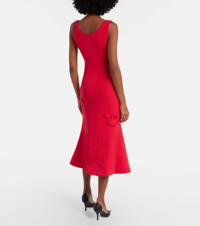 Leo Lin Emily Floral-appliqué Midi Dress In Red