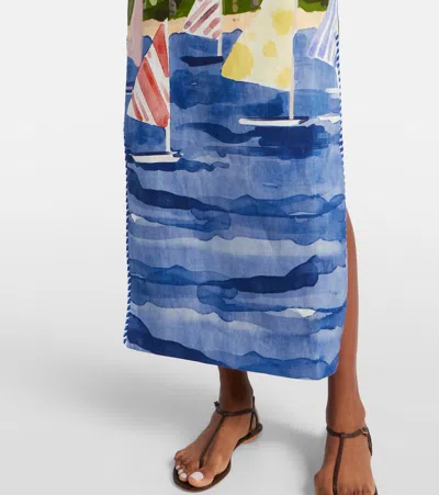 Leo Lin Ava Printed Linen Bustier Dress In White