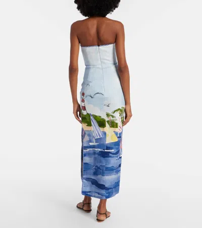 Leo Lin Ava Printed Linen Bustier Dress In White