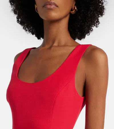 Leo Lin Emily Floral-appliqué Midi Dress In Red