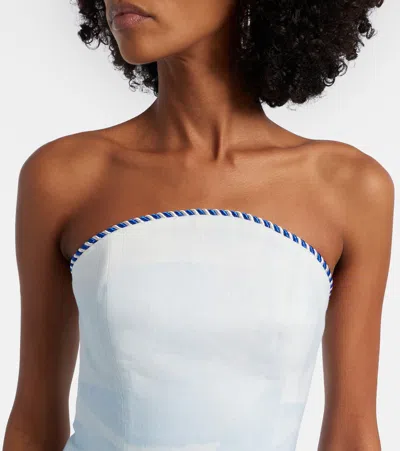 Leo Lin Ava Printed Linen Bustier Dress In White